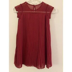 BCBGirls Burgundy Pleated Short Sleeve Dress Girl's Size 5